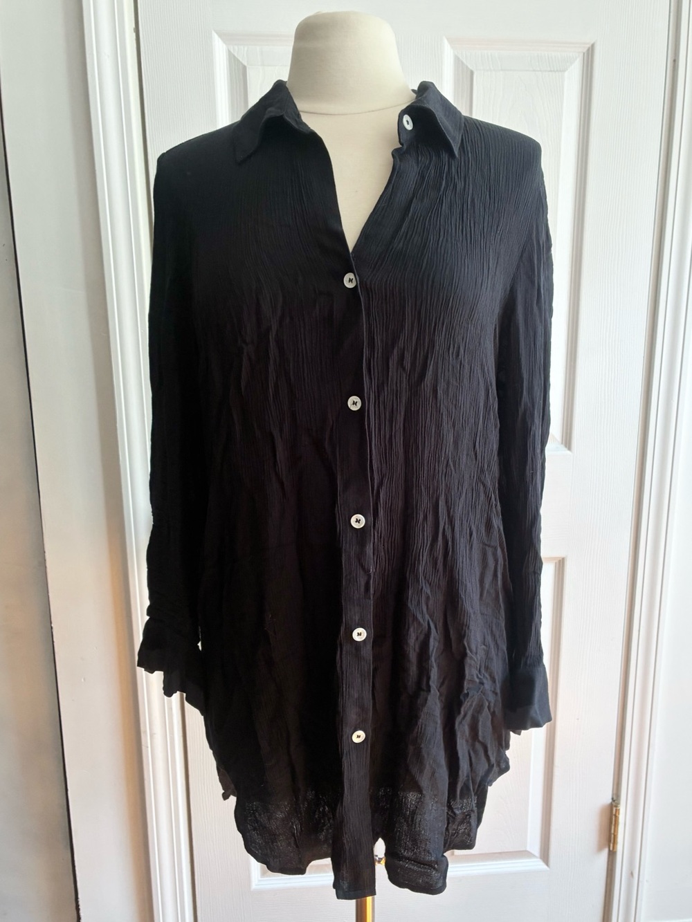 Eberjey Gauze Crinkle Button Down Tunic Swim Coverup